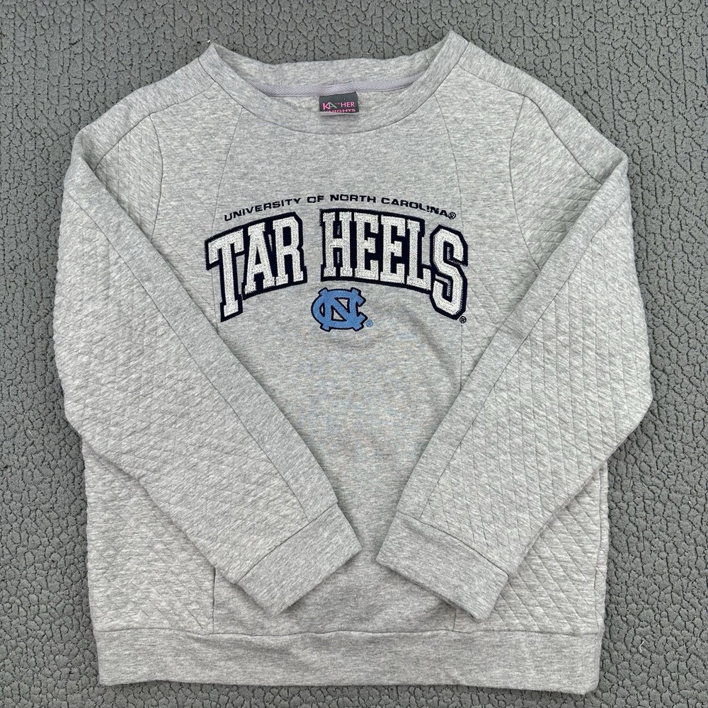UNC TAR HEELS Sweatshirt Knights Apparel Girls Large NCAA ACC Quilted Crewneck